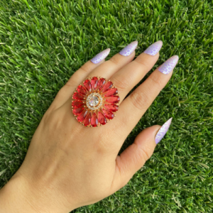 Red Flower Design AD Ring