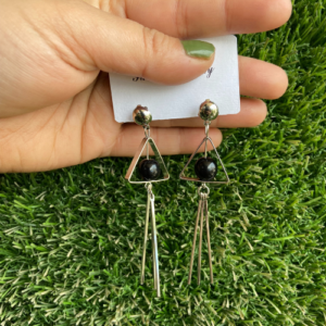 Triangle Tahitian Black Pearl Earrings