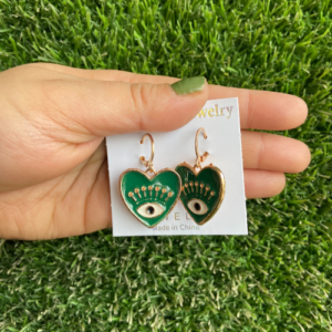 Evil Eye Heart Shaped Earrings