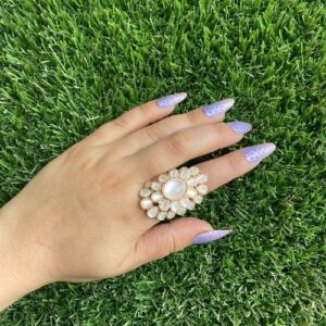 Beautiful Flower Design Monalisa Stone Ring